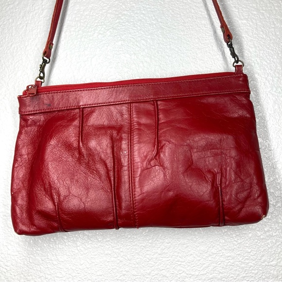 Vintage Toni Red Leather Crossbody Bag 12x8" Retro Purse Removable Strap - Picture 5 of 15